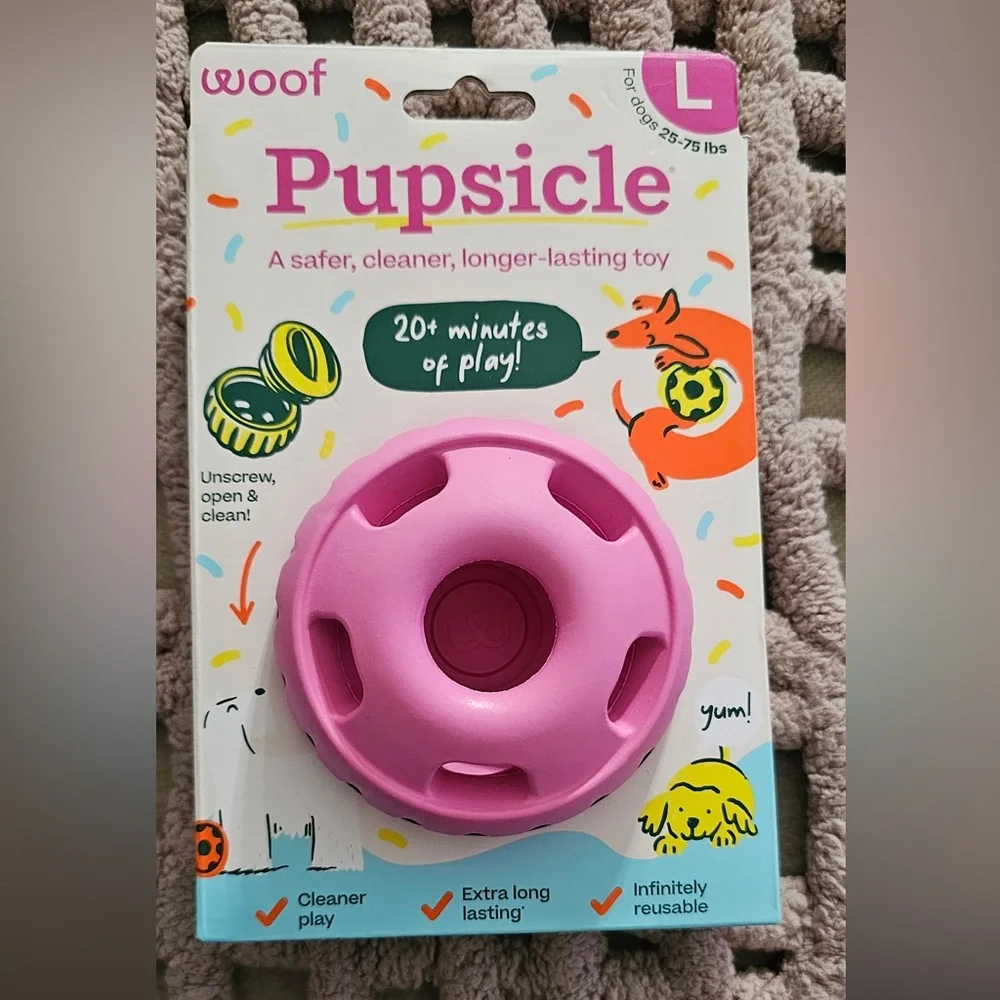 Woof Pupsicle Dog Treat Toy (L) with Pupsicle Birthday Refill Pops (L)